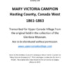 Mary Victoria Campion Diary, 1861-1863